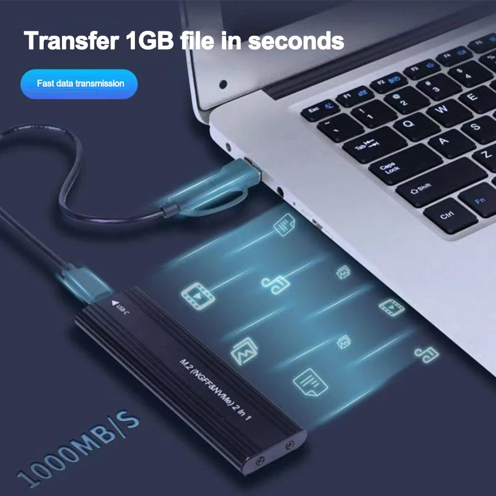 Корпус для M.2 SSD M.2 NVMe SATA SSD Корпус Адаптер M.2 на USB Type C SSD 10 Гбит/с USB 3.1 Внешний корпус Поддерживает ключи M и B и B&M