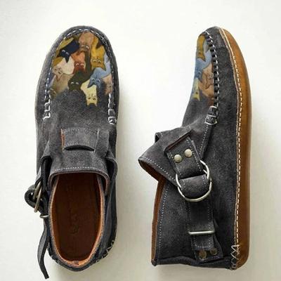 Мода 2024 года, новые женские туфли на плоской подошве с круглым носком, мокасины с пряжкой, женские ботильоны из искусственной кожи, женская повседневная обувь Zapatos De Mujer