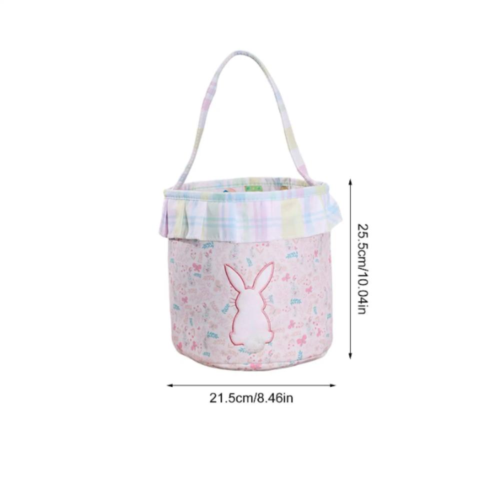Empty Design Bunny Bucket Pom-Pom Tail Rabbit Basket Children Easter Easter Bunny Basket Kids Gift