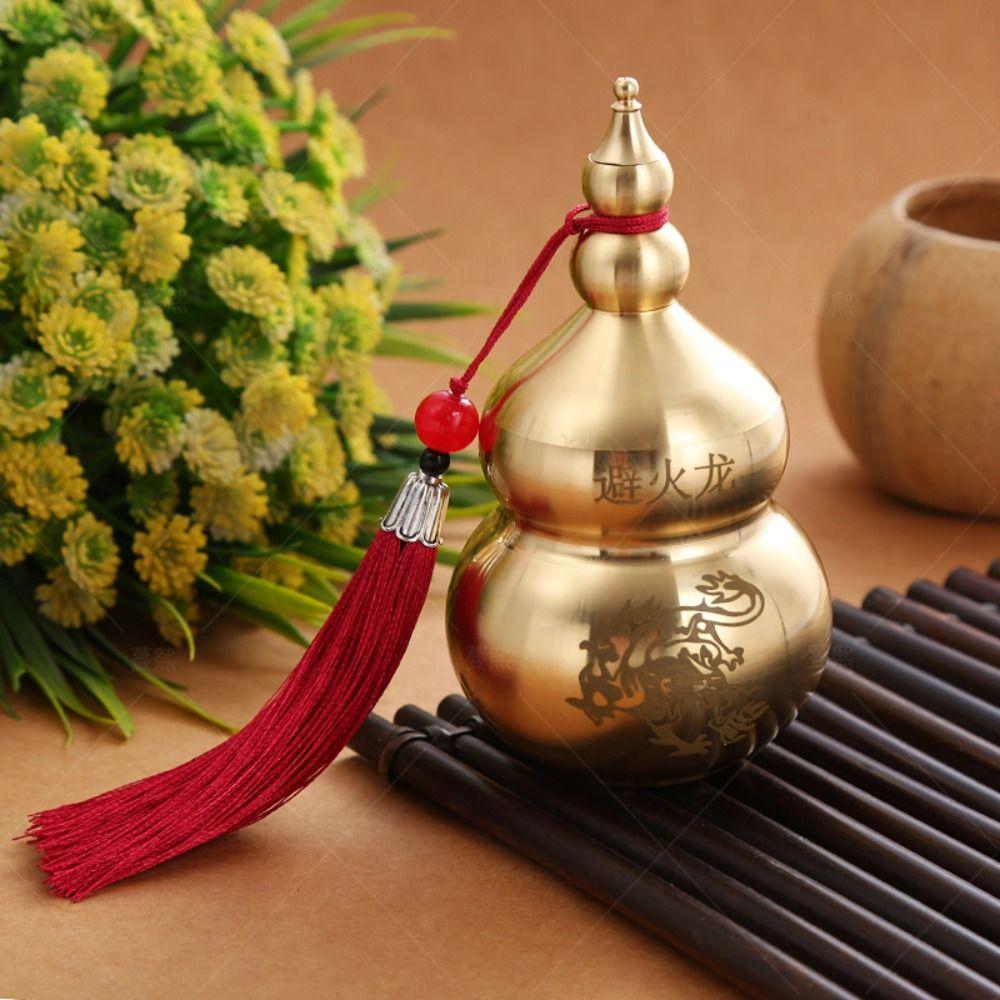 Brass Copper Gourd Handicraft Gourd Ornament Retro Fire-avoiding Dragon Gourd Kitchen