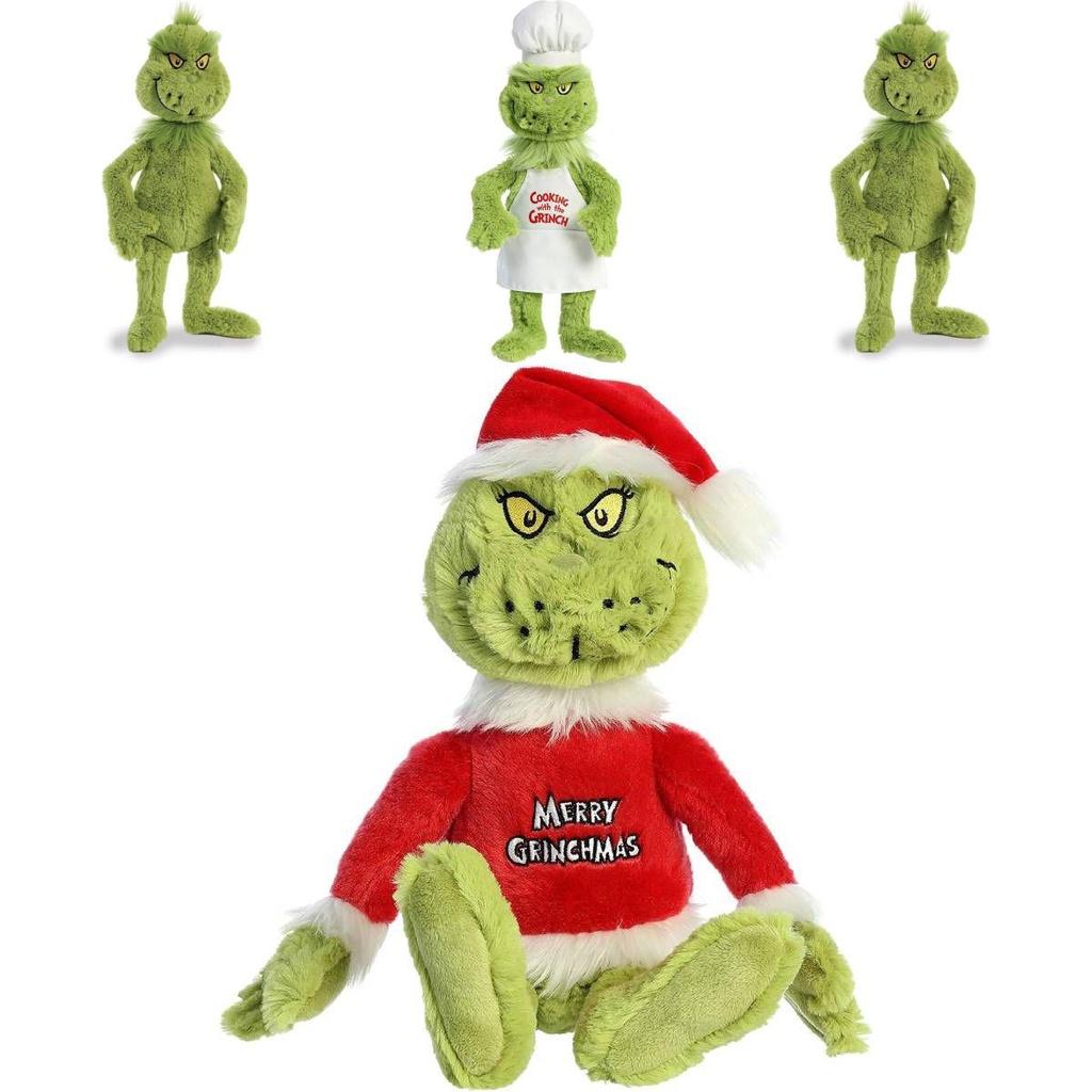 Cute Grinch Christmas Chef Dress Up Plush Toys Soft Adorable Stuffed Dolls