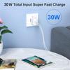 30W USB Charger - e.F.Connection - 2-in-1 - PD 20W - QC 3.0 - 1M USB-C Cable White