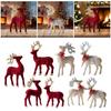 Reindeer Statues Christmas Ornaments Flock Plastic Deer Figurines Table Centerpiece for Home Decoration Ornaments Christmas