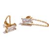 Yhpup Shiny Cubic Zirconia Stainless Steel Chain Drop Dangle Earrings for Women Chic Daily Trendy Jewelry Wholesale Waterproof