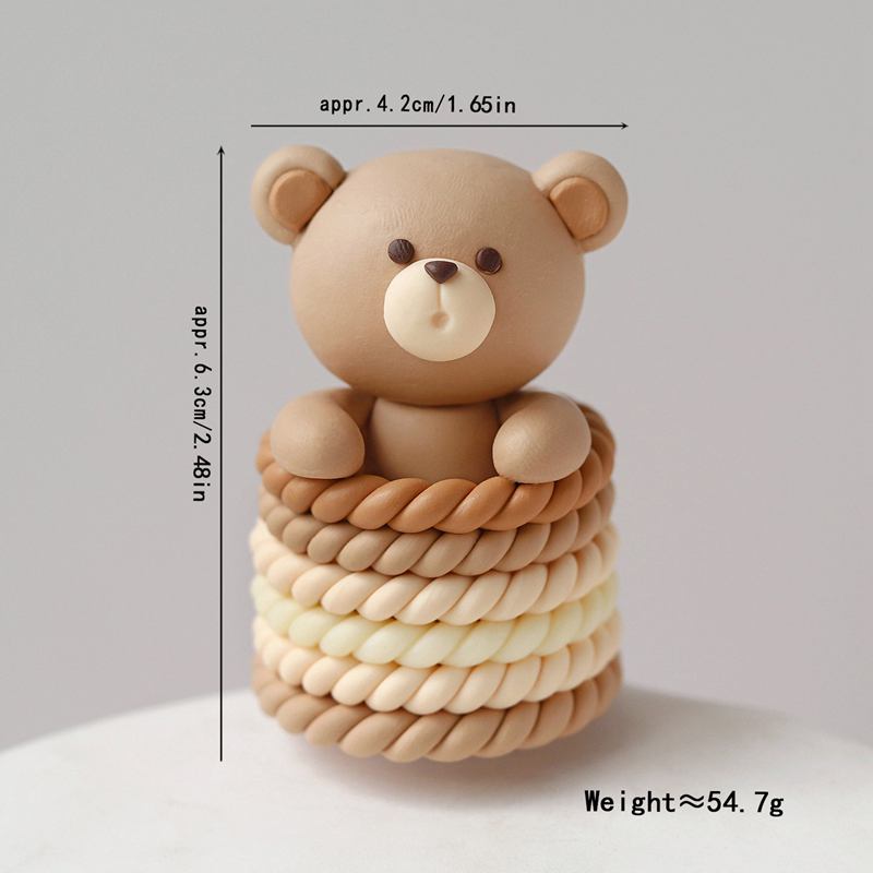 Soft Clay Cute Bear Cake Topper for Boy Girl Baby Shower Bear Theme Decoration Birthday Party Wedding Decoration Cake Decorating