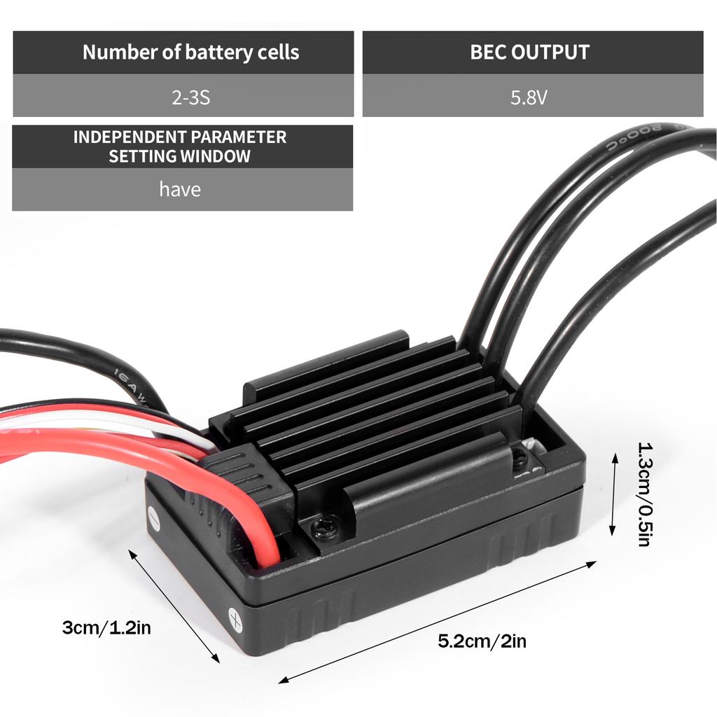 HG35A RC sensorless brushless waterproof 35A ESC suitable for 1/18 RC compatible with various brushless servos Simply operation