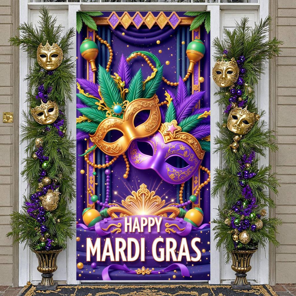 Баннер Mardi Gras Изящная Маска Украшение для Вечеринки Баннер Карнавальный Блестящие Блестки Баннер Mardi Gras Для Фотосессии Фестиваль