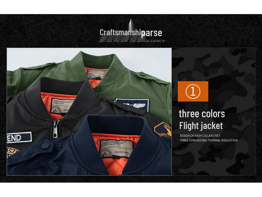 Мужская зимняя куртка большого размера со стойкой - Теплая, толстая хлопковая куртка-авиатор