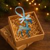 Yousheng 1/2/5Pcs Handmade Christmas Ornament Blue Golden Reindeer Snowflake Charm Christmas Tree Pendant Holiday Decoration