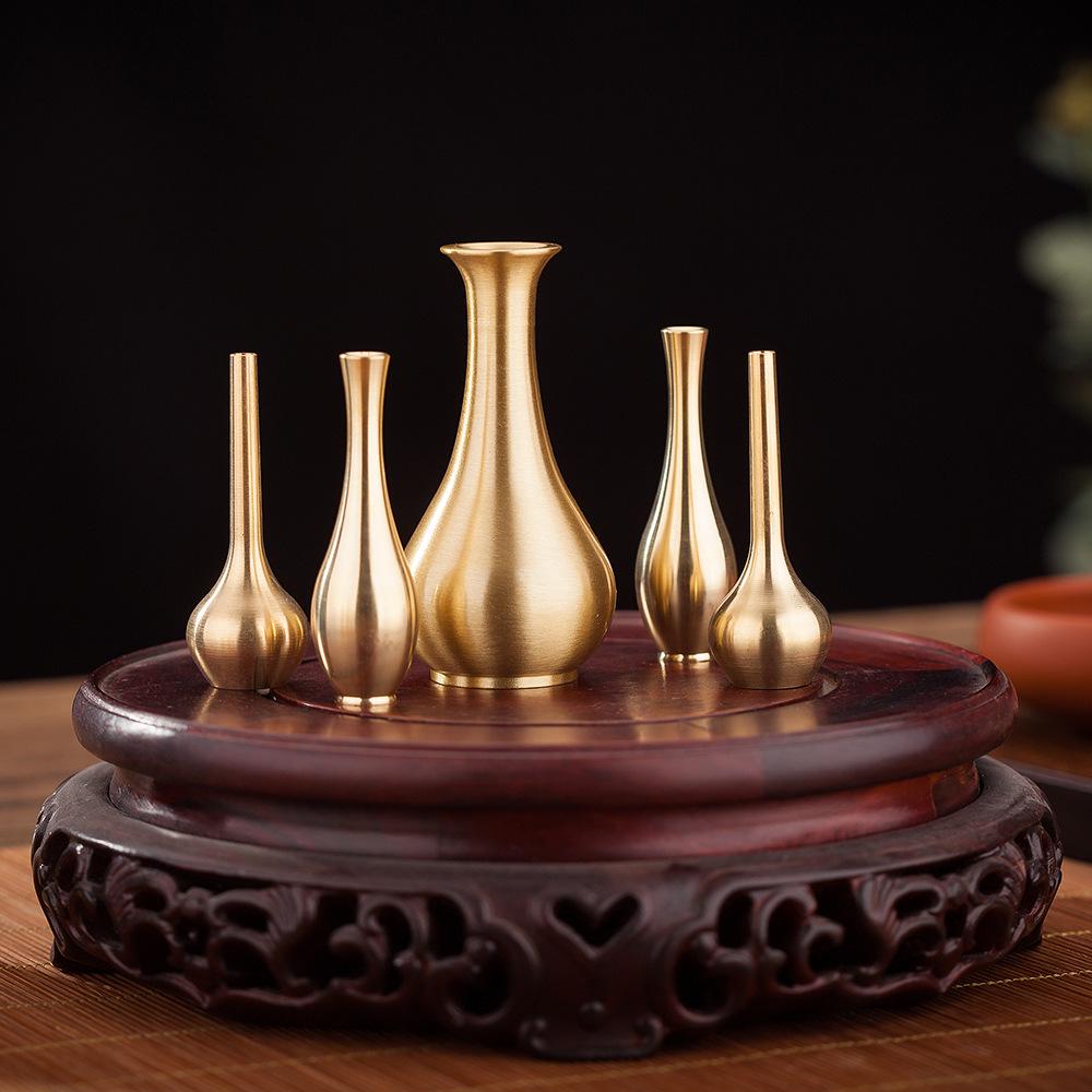 Antique Brass and Copper Mini Vase for Desktop Flower Arrangements