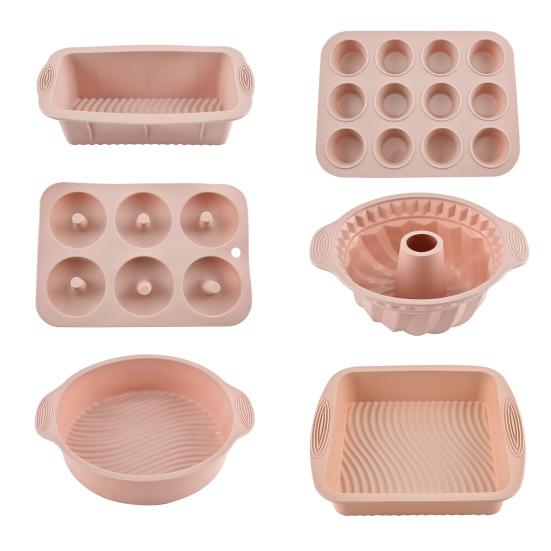 6Pcs Silicone Baking Mold Set for Oven Air Fryer Square Donut Muffin Toast Bread Mold Non-Stick Easy-Release Essential Home Baking Kit