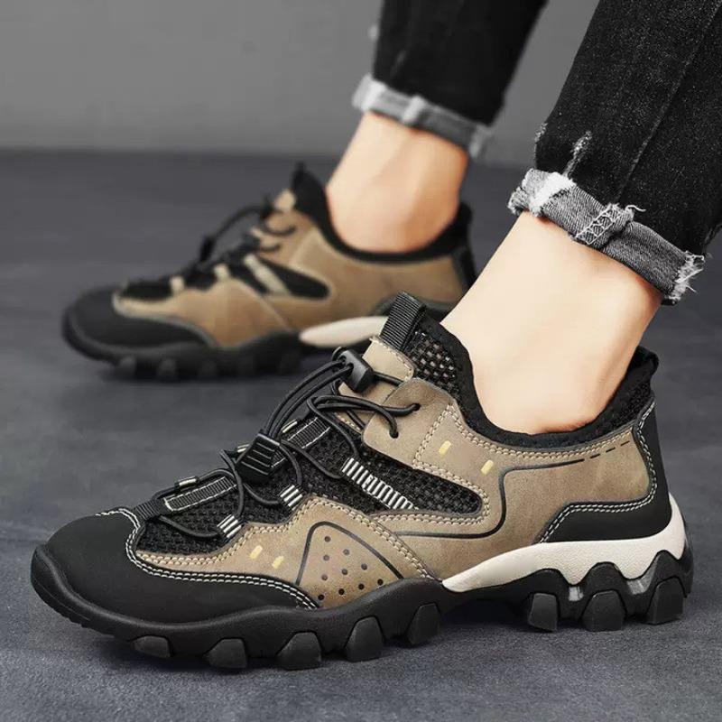 Мужская обувь весенняя дышащая镂ристая повседневная stream shoes мужская на одной педали легкая нескользящая уличная спортивная обувь
