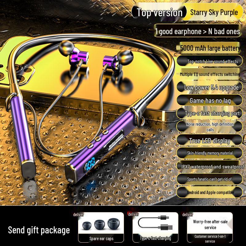 2025 In-Ear Bluetooth Neckband with Long Battery, Noise Cancelling, Waterproof, Heavy Bass for Running & E-Sports