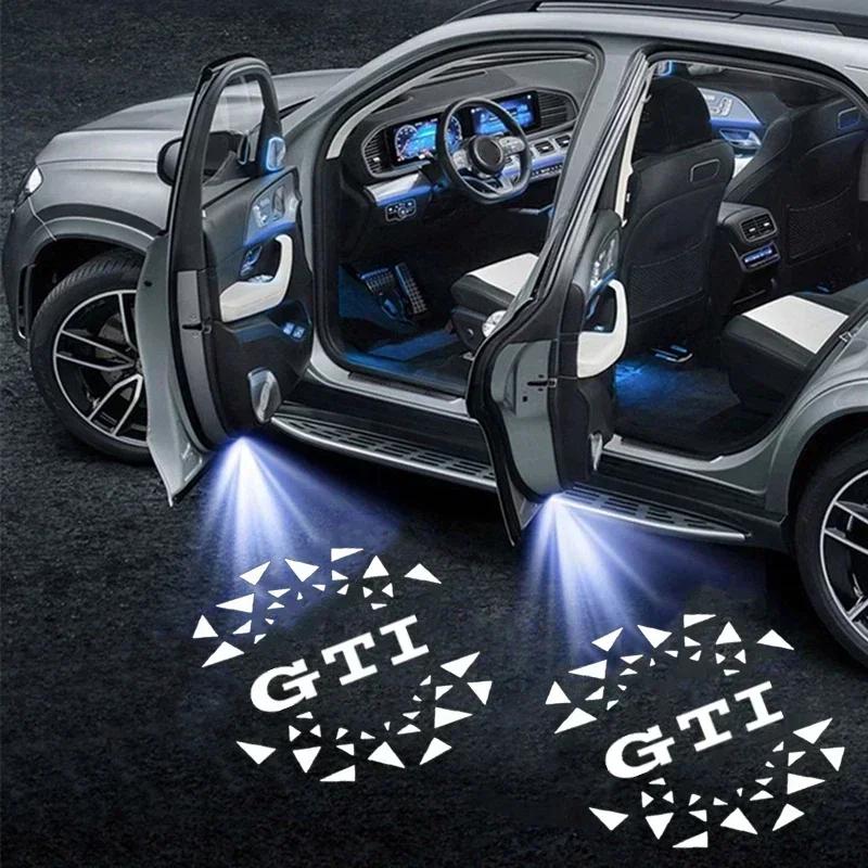 WGLRK1 2Pcs LED Car Door Welcome Light Projector Ghost Shadow Lamp for VW GTI Golf Tiguan Arteon BORA Passat Jetta Touareg Accessories