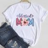 (Asian Size)Women Print Lady Female Flower Letter Mom Mama Trend Cute Sweet Tee Top Fashion T Shirt Clothing Casual Short Sleeve Graphic T-shirt