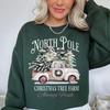 North Pole Christmas Tree Farm Sweatshirt Nostalgic Christmas Graphic Hoodie Pullover Casual Fashion Soft Comfortable Popular