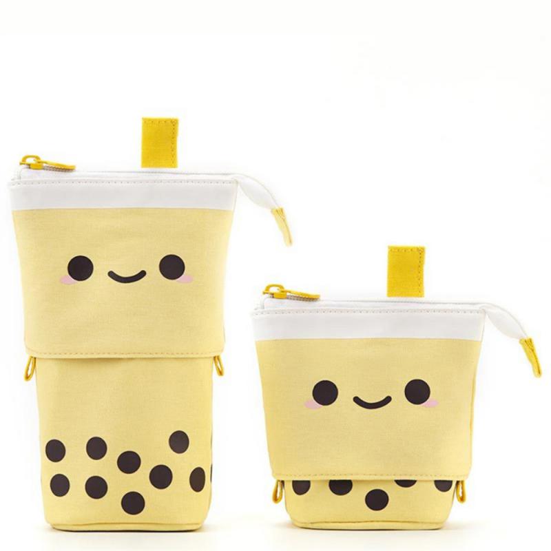 Милый пенал вертикальный держатель для карандашей выдвижной пенал для макияжа с кавайным улыбающимся лицом пенал бесплатная забавная ручка с подписью