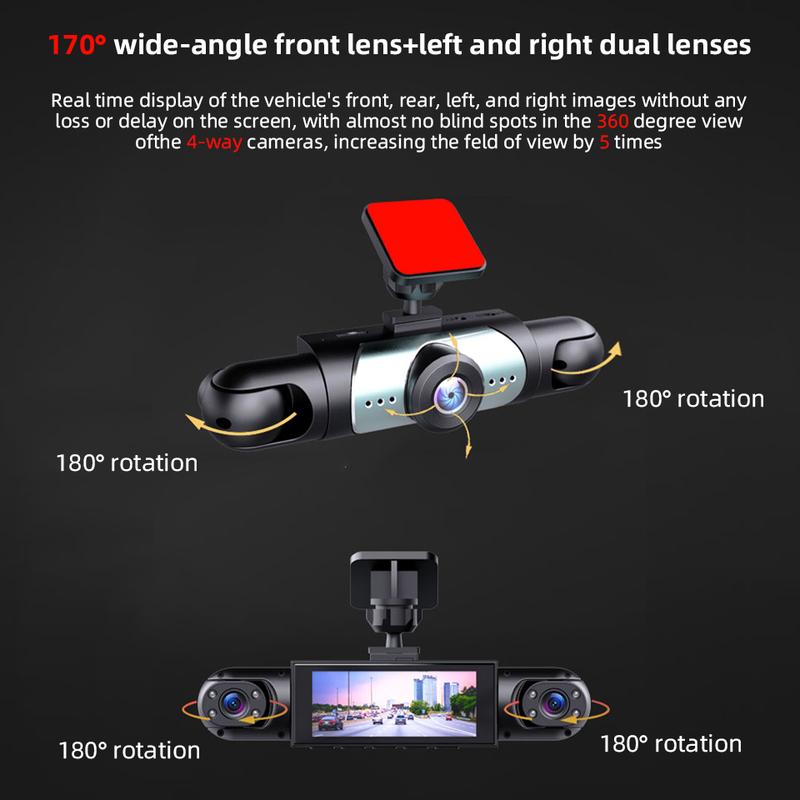 4 Channel Dash Cam Mini Driving Recorder 1080P Video Recorder with Night Vision Parking Surveillance Car DVR Camera