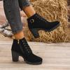 Women Boots New Spring Winter Comfortable Boots Women High Quality Lace-up European High Heels Shoes for Women Zapatos De Mujer