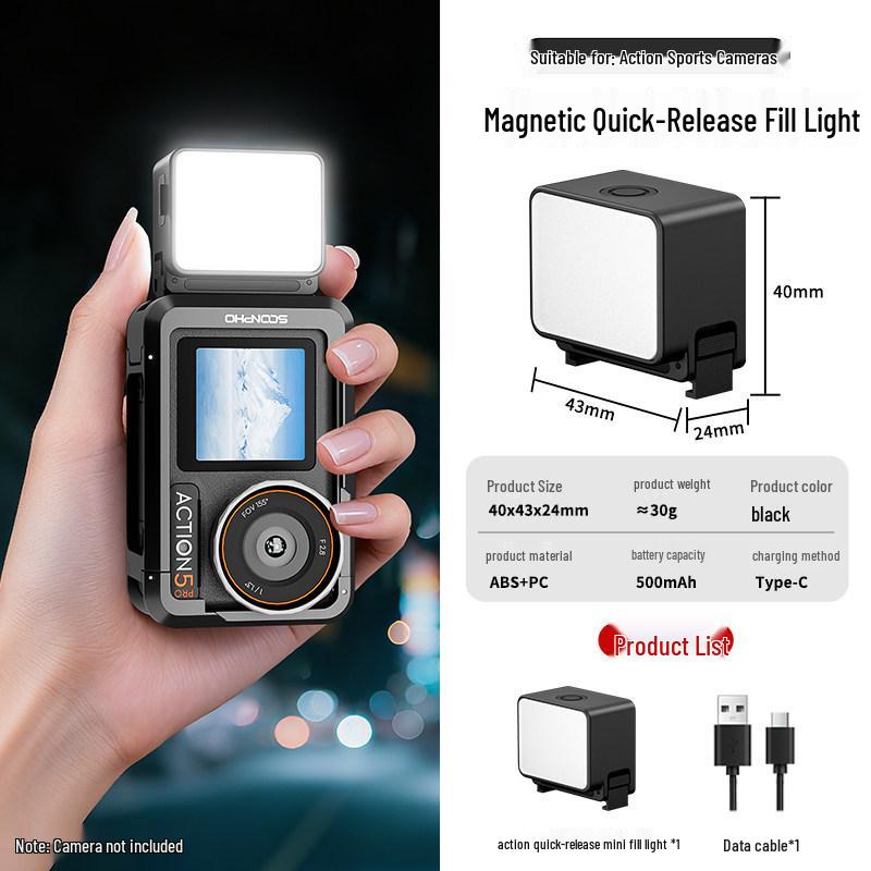 DJI OSMO Pocket 4/3 Quick Release Magnetic Fill Light Accessory for Action 5 Pro Lighting