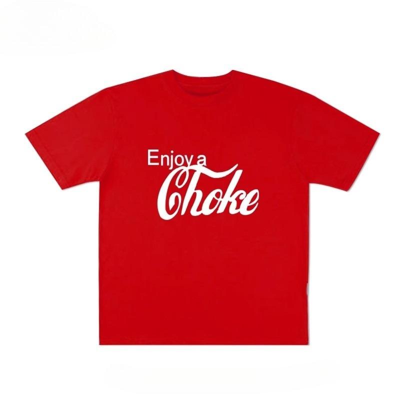 enjoy A Choke Funny English ShortSleeve TShirt Pure Cotton HalfSleeve Trendy Niche Design Unisex Clothing