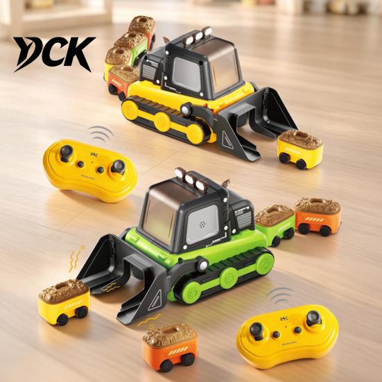Rechargeable Construction Vehicle Toy Magnetic Remote Control Bulldozer Toy, Electric Snake Game Truck Wireless RC Car 2 Players