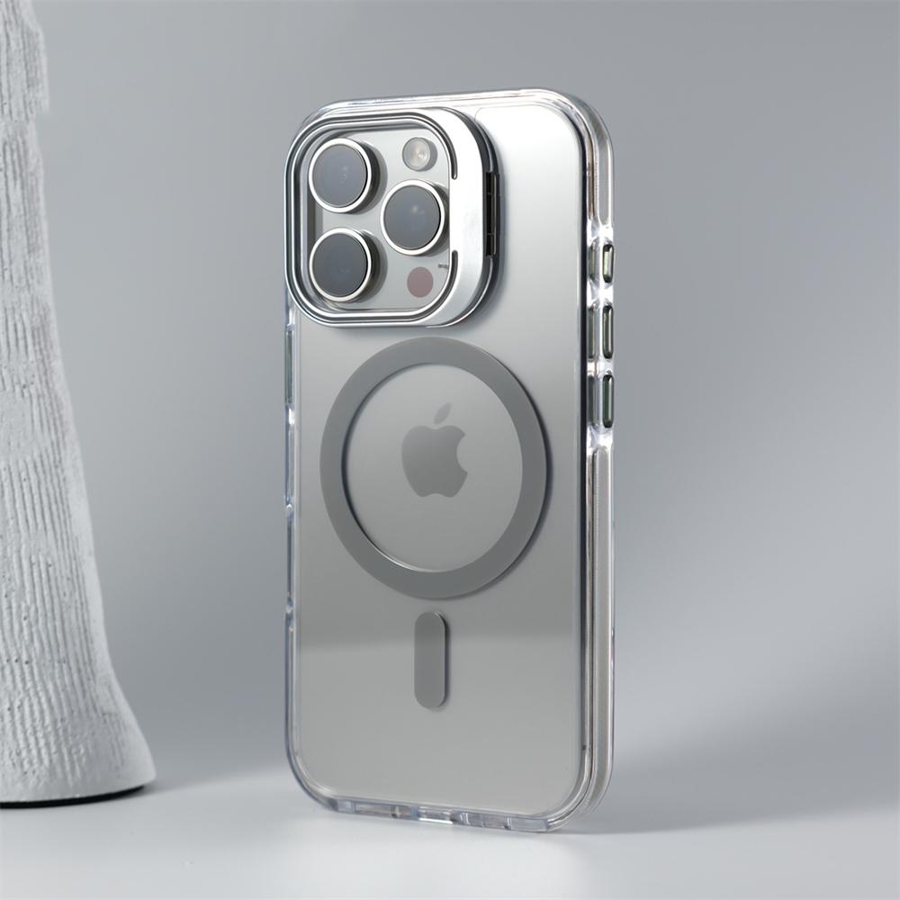 Роскошный держатель для линз Ударопрочный магнитный чехол Для iPhone 16 15 14 Plus 13 12 17 Pro Max 17Air 16e Magsafe Модный прозрачный чехол