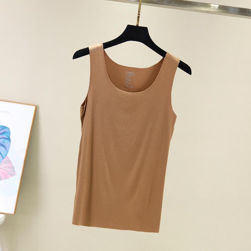 Korean Ribbed Cotton Seamless Tank Top - Women's Plus Size Round Neck Base Layer