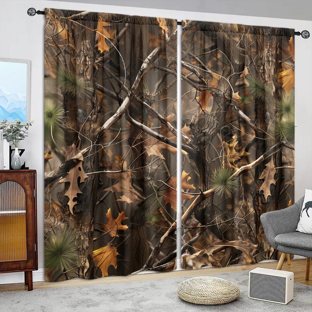 2 шт. Шторы с принтом Wild Jungle Printed для домашнего декора - Карманные шторы для окон в спальню, офис, кухню, гостиную