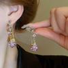Роскошные серьги-подвески с розовыми кристаллами: Элегантные, Модные Клипсы для Ушей