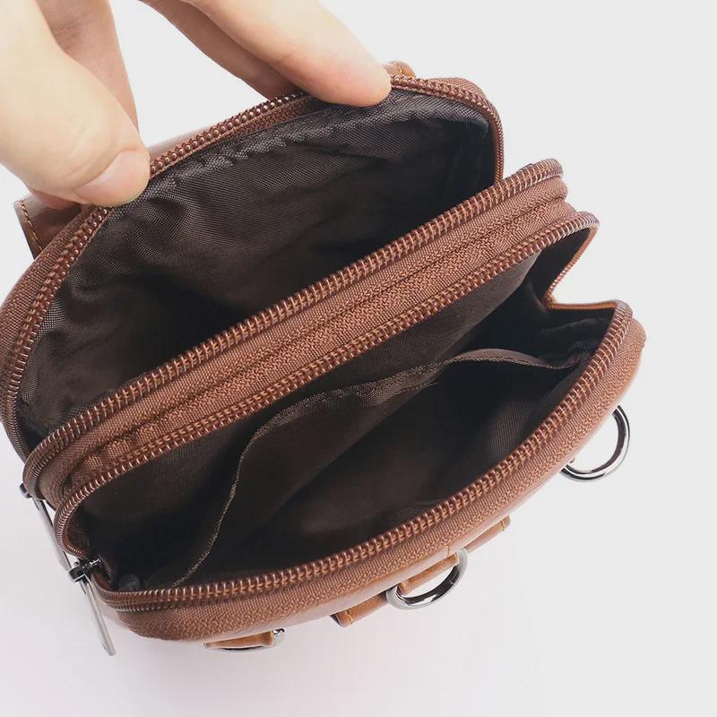 Мужская многофункциональная сумка на пояс для телефона размером 7 дюймов и сумка через плечо из натуральной кожи