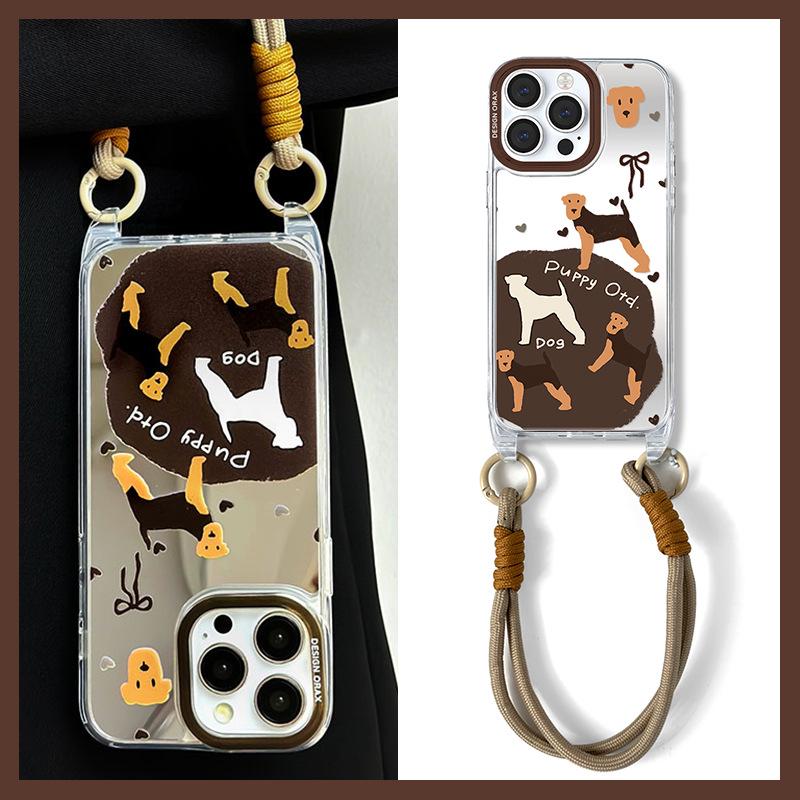 Чехол для iPhone Zhitai: Совместим с iPhone 11-15 Pro Max, дизайн зеркала на шнурке