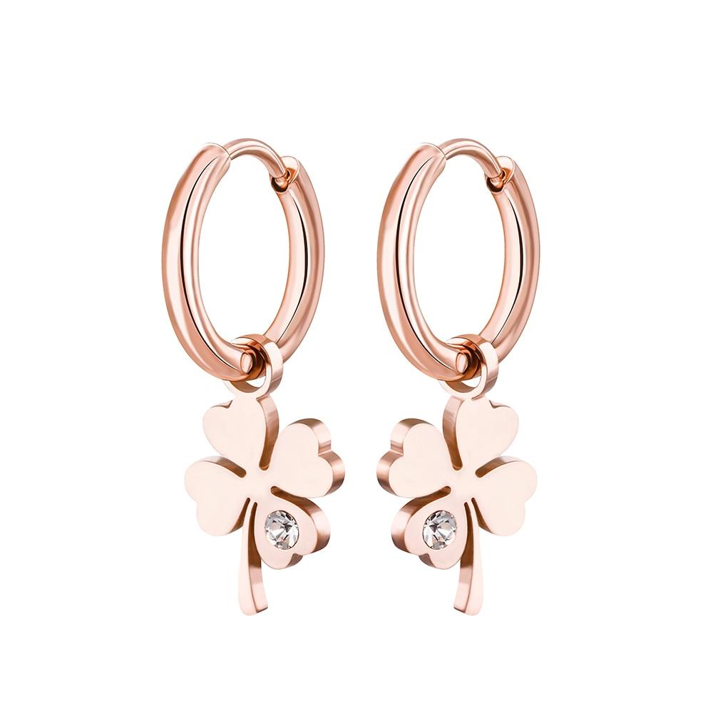 2022 Four Leaf Clover Earrings For Women Gold Silver Plated Hoops Earrings Trend Stainless Steel Female Eardrop Gift Jewelry
