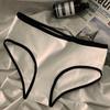 Sporty Minimalist Women's Mid-Rise Black & White Cotton Triangle Underwear