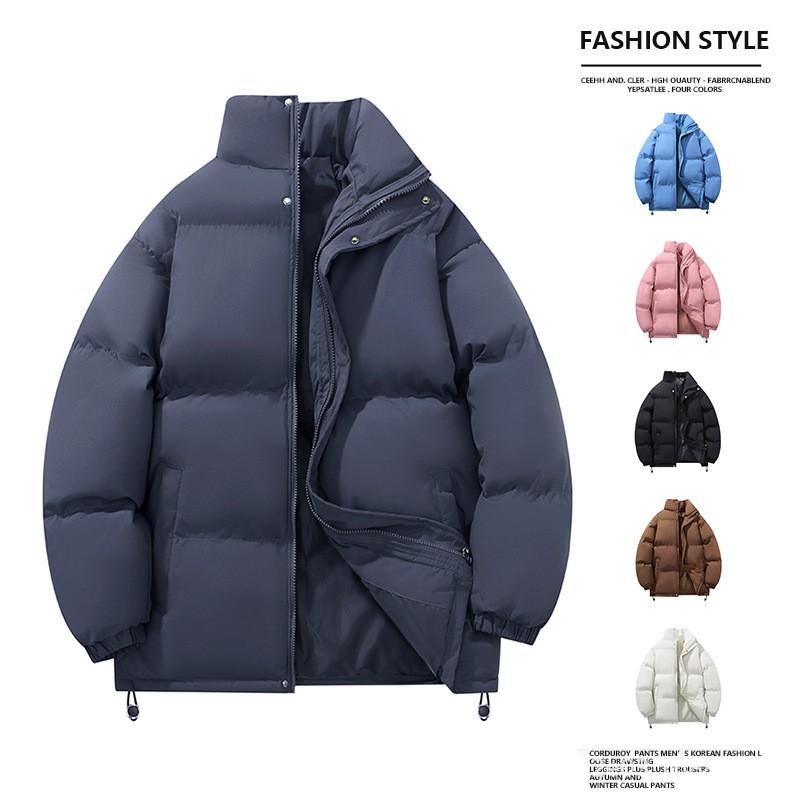 Mens Winter Thickened Cotton Padded Jacket Stand Collar Loose Fit Warm Outdoor Coat Youth