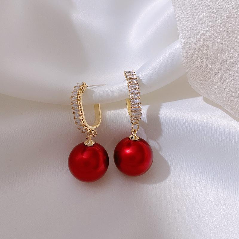 Трендовые серьги 2023 года из серебра с кристаллами и жемчугом высокого класса: Изысканное, Легкая Роскошь Заявление для Женщин