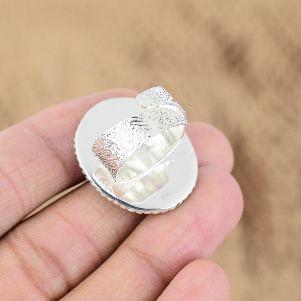 925 Silver Oval Ruby Zoisite Stone Elegant Statement Trendy Promise Mother Ring