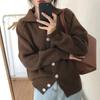 Knitted Jacket Women Single-breasted Sweater Women Solid Color Thickened Retro Long-sleeved Casual Jacket