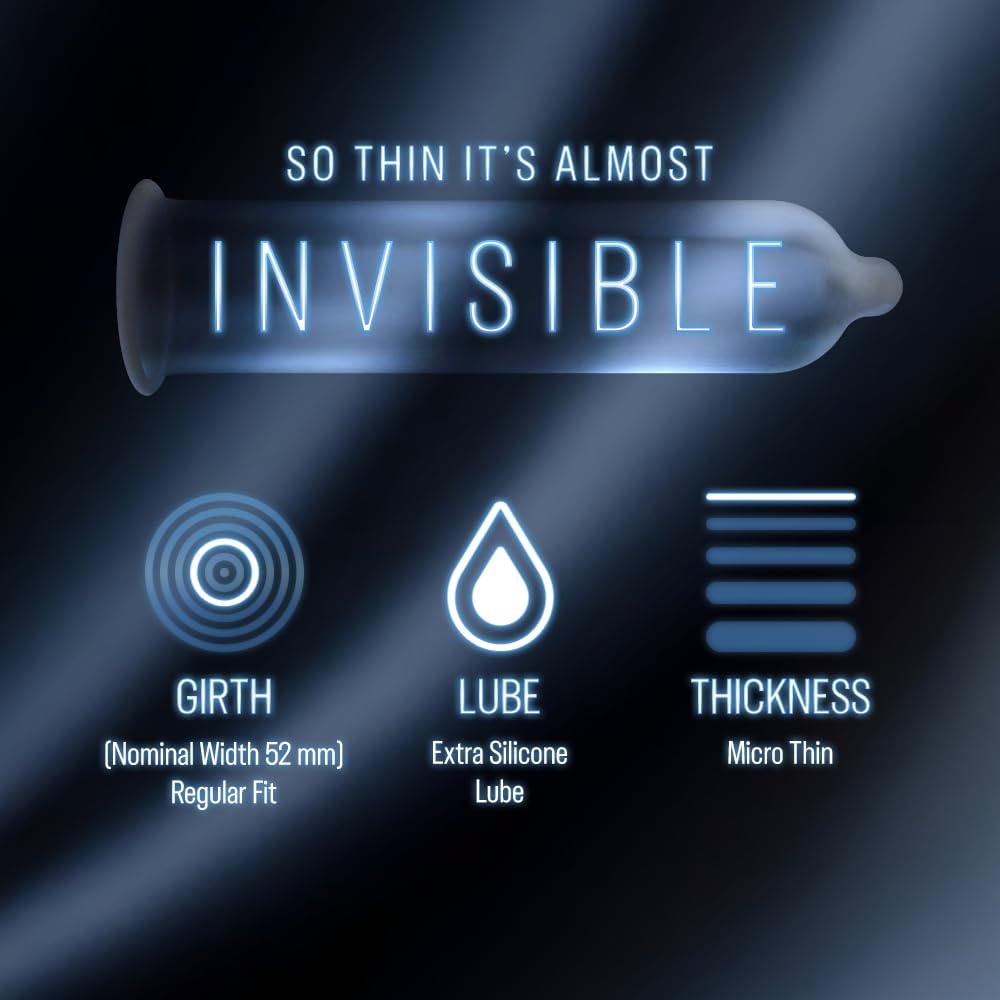 Durex Презервативы Invisible 003 10 шт. | Микротонкие презервативы для максимальных ощущений