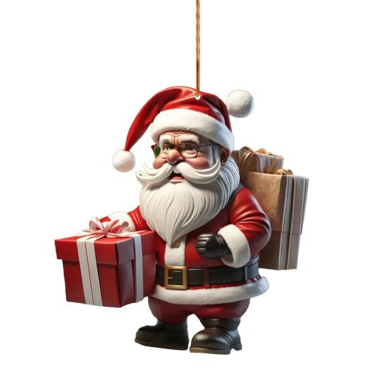 Акриловый Дед Мороз Рождество 2D Плоский Санта на велосипеде Подвесные украшения