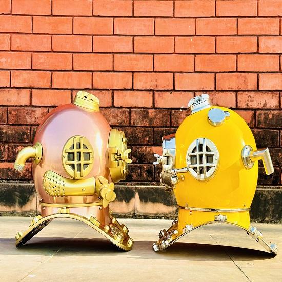 Set of 2 Nautical Scuba Diving Helmet US Navy Mark V Divers Helmet Deep Diving Helmet Diving Helmet Mark V Marine Diving Helmet