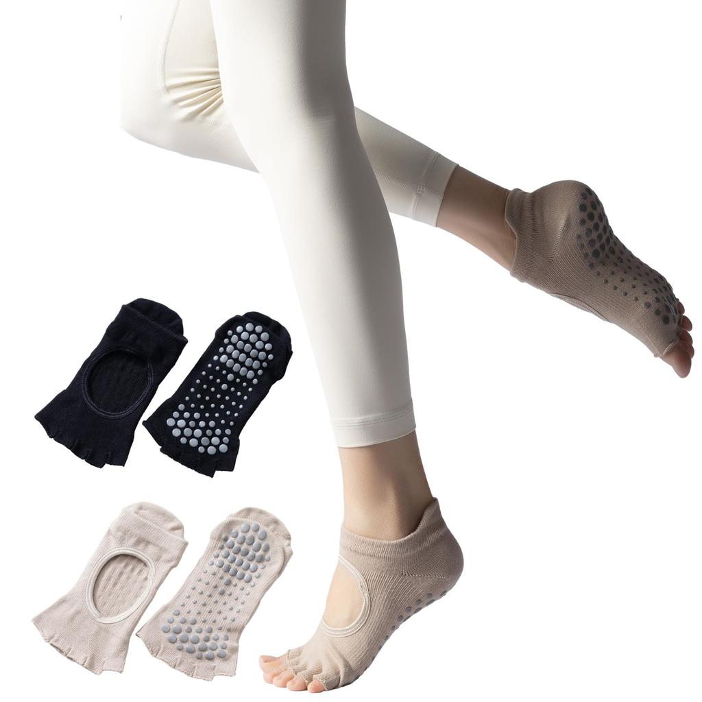 GOKEI Yoga Supervised by a Pilates Two Grip Open Toe Women's Five-Toe Socks, Instructor, Pairs, Non-Slip, Antibacterial, Odor-Resistant, Socks, Socks,