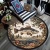 Fish Lake Round Area Rug,Carpet Rug for Living Room Bedroom Sofa Playroom Decor,Non-slip Floor Mat