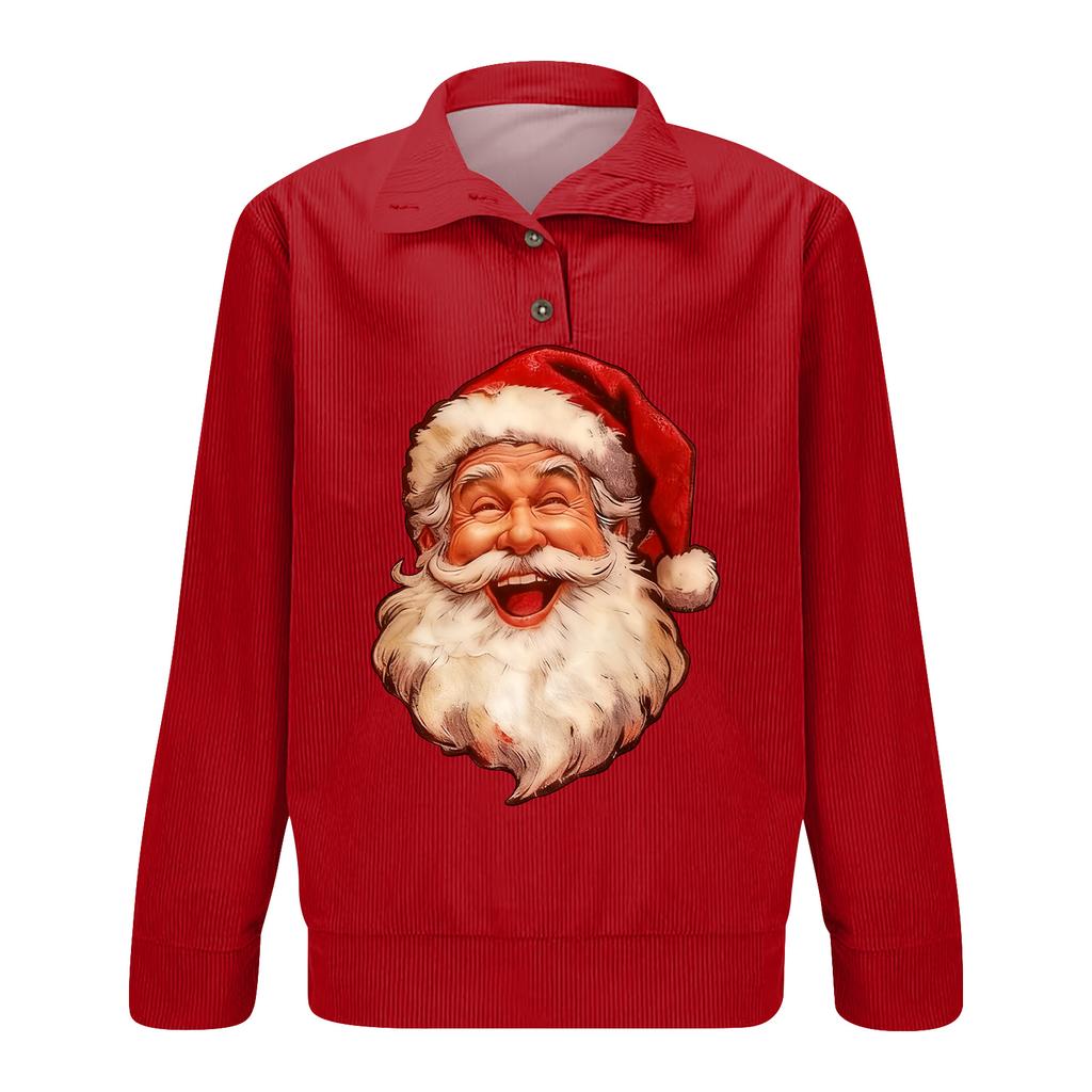 Мужская вельветовая рубашка на пуговицах с рождественским принтом