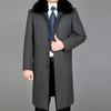 Men Wool Overcoat Winter Wool Long Coat Real Rabbit Fur Thick Warm Winter Woolen Coats Artificial Fur Liner