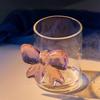 Elegant Transparent Pink Bowknot Champagne Coupes Water Tumbler 300Ml 10Oz Lovely Bowknot Glass Cup For Valentine'S Day