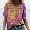 Summer Women's T-Shirt Vintage Casual Fashion V Neck Pullover Short Sleeve Butterfly Print Loose Daily Tops Design Clothing