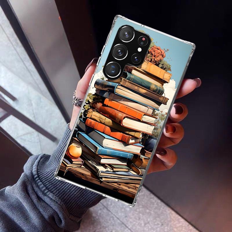 Read Books illustration Reading Phone Case For Samsung Galaxy S23 S24 S25 Edge S26 Ultra S22 + S21 Plus S20 FE Cover Silicone Pr