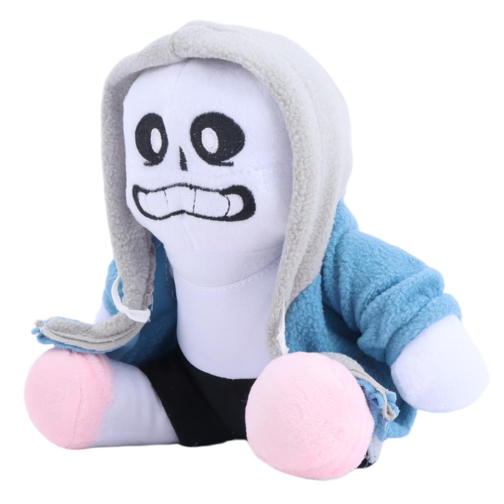 Плюшевая игрушка Санс Игра Undertale Мерч Скелет Набитая кукла В синем худи Розовые тапочки Коллекционная Подарок на день рождения Для фанатов