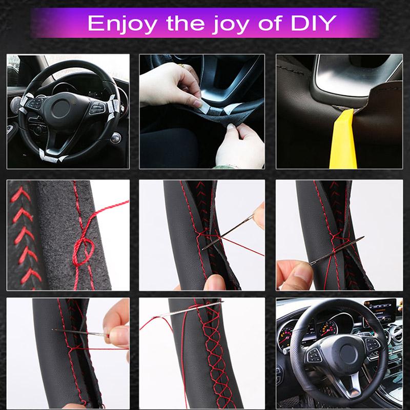 CSQK9 Microfibre Leather Car Steering Wheel Cover For Renault Clio 5 (V) Zoe Captur 2019-2020 Custom DIY Auto Steering Wheel Case